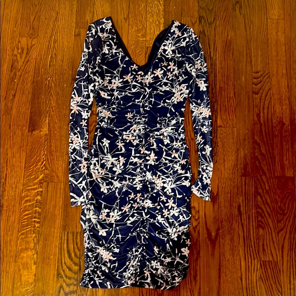 Guess Blue Long Sleeve Bodycon Dress